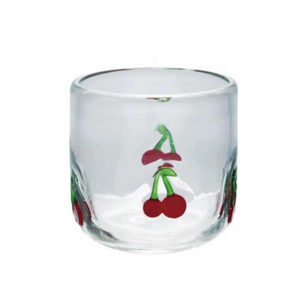 NEW Set Of 6 Boutique Hazel Mazel 10oz Cherry Icon Drinking Glasses.